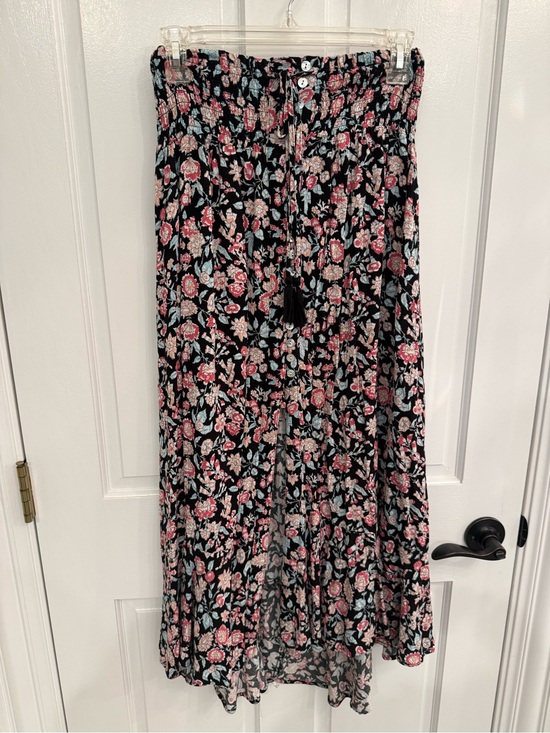 Cynthia Rowley Dresses & Skirts - Cynthia Rowley Floral Black Maxi Skirt with Pink Rose Print